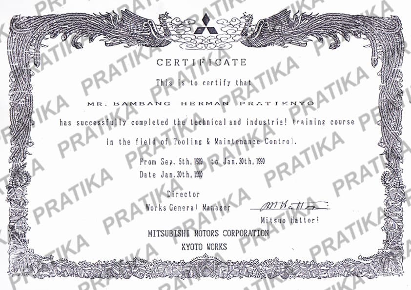 Mitsubishi Motors Certificate 2